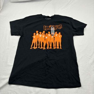 NWT Hot Topic Mens Basic T-Shirt Black Anime Haikyu Team Silhouette Crew Neck L